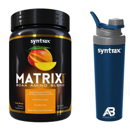 Syntrax Matrix Amino 370g + подарок Aerobottle Steel Shaker 800ml