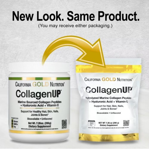 California Gold Nutrition CollagenUP Marine Collagen + Hyaluronic Acid + Vitamin C 206g