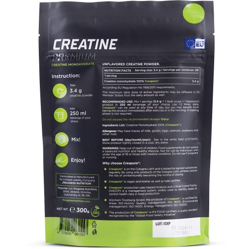 Progress Nutrition Premium Creatine Creapure 300 гр