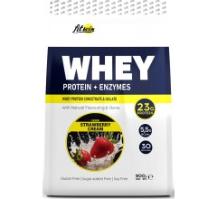 FitWin Whey Protein + Enzymes 900 грам клубничный крем