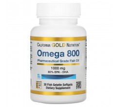 California Gold Nutrition Omega 800 Fish Oil 80% EPA/DHA Triglyceride Form 30 Fish Gelatin Softgels