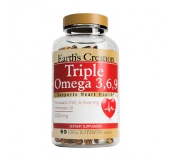 Earths Creation Triple Omega 3-6-9 with Flaxseed Evening Primrose Oil & Fish Oil 90 капс