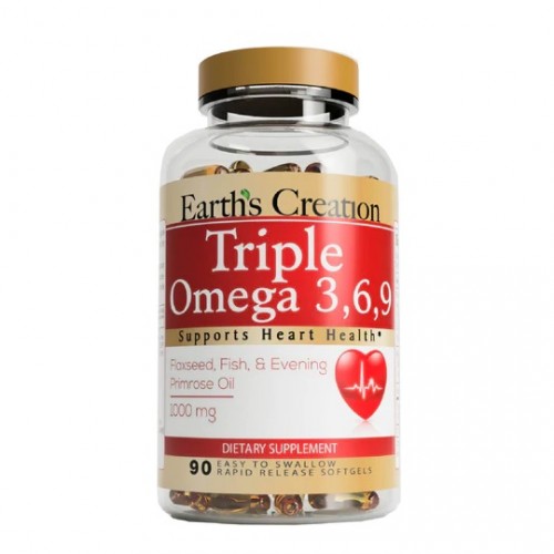 Earths Creation Triple Omega 3-6-9 with Flaxseed Evening Primrose Oil & Fish Oil 90 капс
