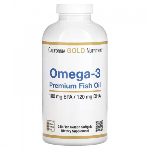 California Gold Nutrition Omega-3 Premium Fish Oil 240 Fish Gelatin Softgels