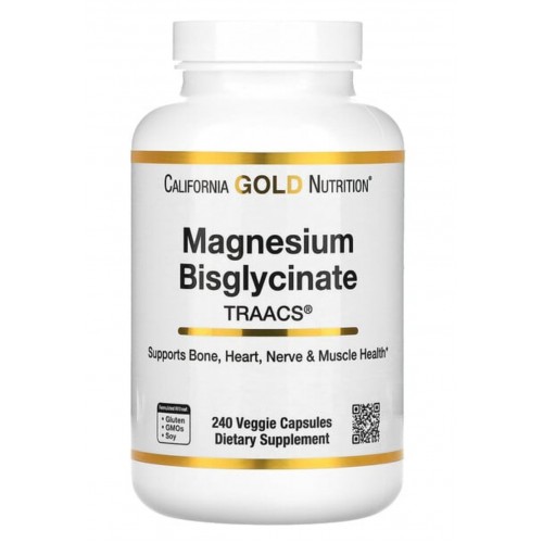 California Gold Nutrition Magnesium Bisglycinate Formulated with TRAACS 200 mg 240 Veggie Capsule