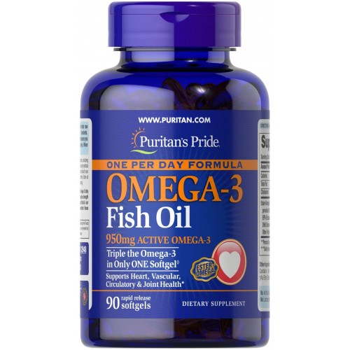 Puritans Pride Triple Strength Omega-3 Fish Oil 1400 mg (950 mg Active Omega-3) 90 Softgels