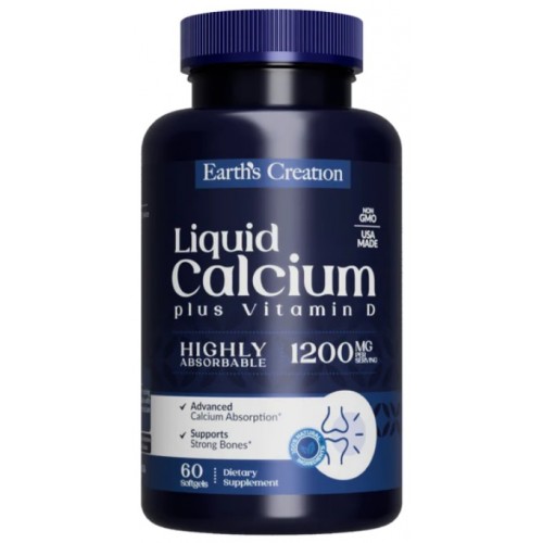 Earths Creation Liquid Calcium 1200 Plus Vitamin D3 60 софт гель