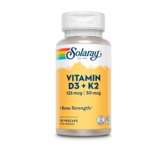 Solaray Vitamin D3+K2 Soy-Free 125 mcg (5000 IU) 120 VegCaps