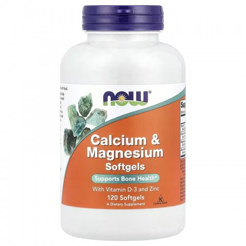 Now Foods Calcium & Magnesium with Vitamin D3 and Zinc 120 Softgels