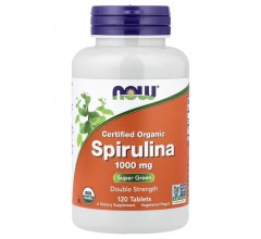 Now Foods Certified Organic Spirulina Double Strength 1000 mg 120 Tablets