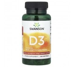 Swanson D3 Highest Potency 5,000 IU (125 mcg) 250 softgels