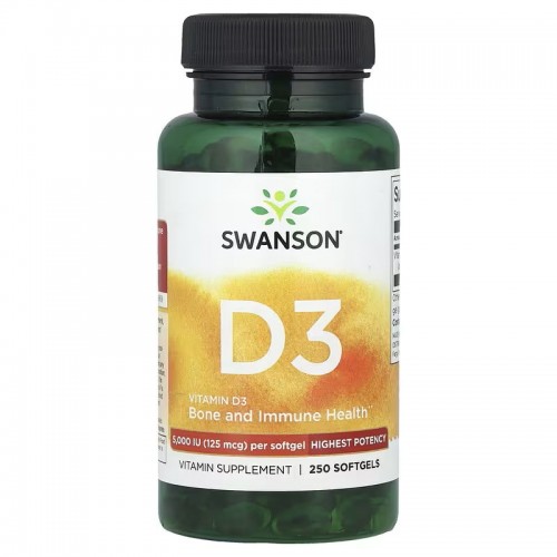 Swanson D3 Highest Potency 5,000 IU (125 mcg) 250 softgels