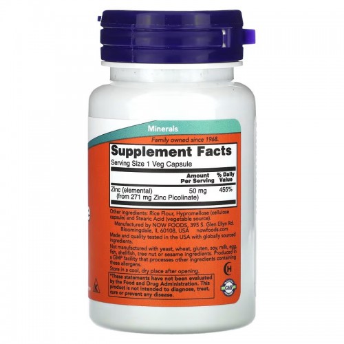 Now Foods Zinc Picolinate 50mg 30 vcaps
