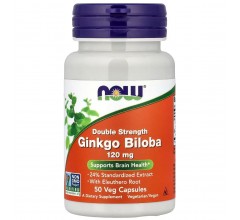 Now Foods Ginkgo Biloba Double Strength 120 mg 50 Veg Capsules