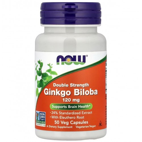 Now Foods Ginkgo Biloba Double Strength 120 mg 50 Veg Capsules