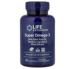 Life Extension Super Omega-3 EPA/DHA Fish Oil, Sesame Lignans & Olive Extract 60 soft