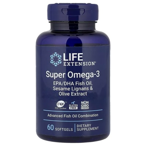 Life Extension Super Omega-3 EPA/DHA Fish Oil, Sesame Lignans & Olive Extract 60 soft