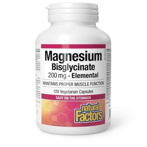 Natural Factors Magnesium Glycinate 200 mg 120 Vegetarian Capsules
