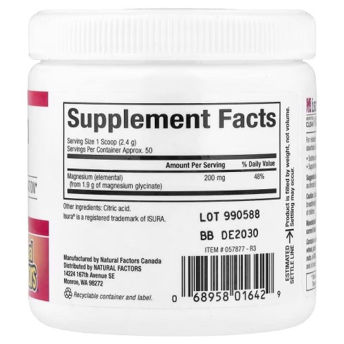 Natural Factors Magnesium Pure Glycinate 120 g
