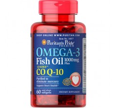 Puritans Pride Omega 3 Fish Oil + CO Q-10 60 softgels