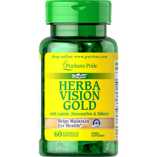 Puritans Pride Herbavision Gold with Lutein, Bilberry and Zeaxanthin 60 Softgels
