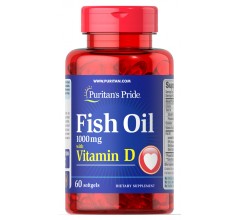 Puritans Pride Omega-3 Fish Oil 1000 mg with Vitamin D 60 softgels