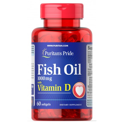 Puritans Pride Omega-3 Fish Oil 1000 mg з Vitamin D 60 softgels