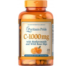 Puritans Pride Vitamin C-1000 mg with Bioflavonoids and Rose Hips 250 caplets