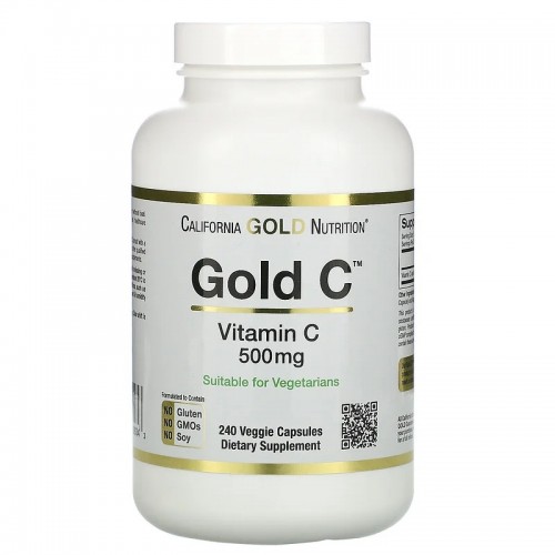 California Gold Nutrition Vitamin C 500 mg 240 Veggie Caps
