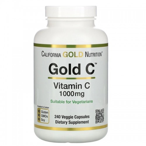 California Gold Nutrition Vitamin C 1000 mg 240 Veggie Capsules