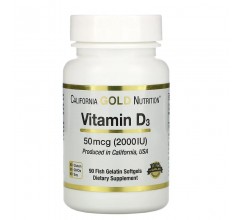 California Gold Nutrition Vitamin D3 50 mcg (2000 IU) 90 Softgels