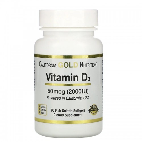 California Gold Nutrition Vitamin D3 50 mcg (2000 IU) 90 Softgels