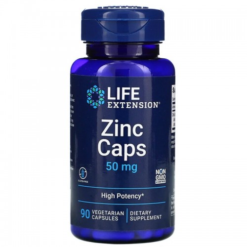 Life Extension Zinc Caps High Potency 50mg 90 Vegetarian Capsules