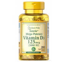 Puritans Pride Vitamin D-3 125mcg (5000 IU) 200 Softgels
