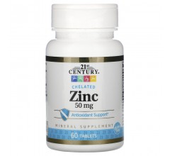 21st Century Zinc Chelated 50 mg 60 Tablets