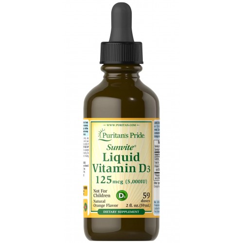 Puritans Pride Vitamin D-3 125mcg (5000 IU) Liquid 2oz