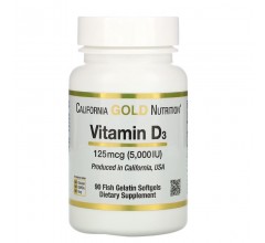 California Gold Nutrition Vitamin D3 125 mcg (5000 IU) 90 Softgels