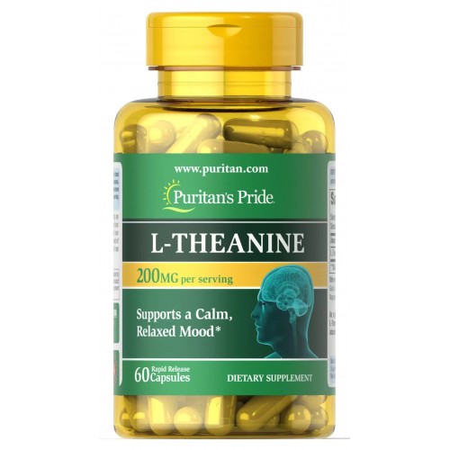 Puritans Pride L-Theanine 200 mg для обслуговування 60 Capsules